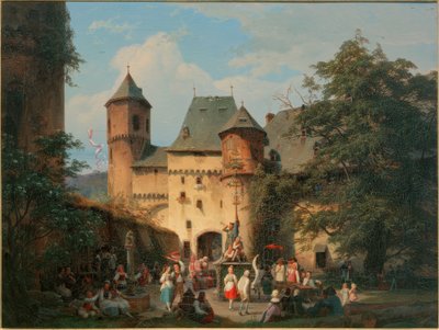 Festival Scene in the Courtyard of a Castle by Carl Engel von Rabenau