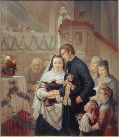 Wedding in the Church of Londorf by Carl Engel von Rabenau