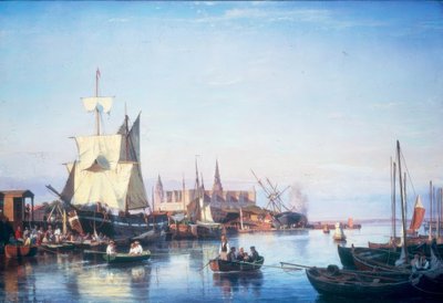 Port of Helsingør with Kronborg Castle by Carl Frederik Sorensen