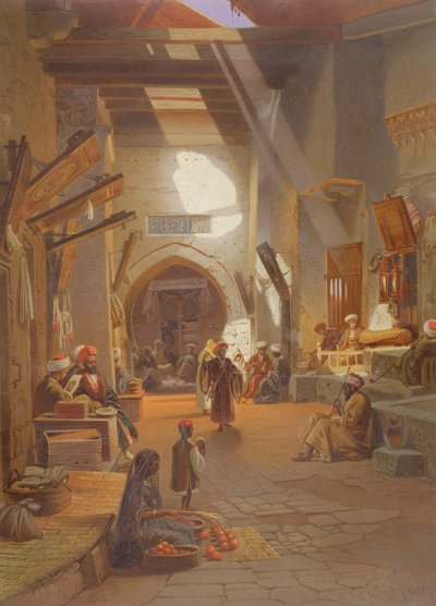Bazaar at Girgah, one of 24 illustrations produced by G.W. Seitz by Carl Friedrich Heinrich Werner