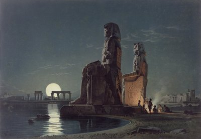 The Colossi of Memnon, Thebes, one of 24 illustrations produced by G.W. Seitz, printed c.1872 by Carl Friedrich Heinrich Werner