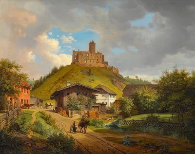 Hilgartsberg Castle Ruins and View of Hofmark on the Danube, 1829 by Carl Friedrich Heinzmann