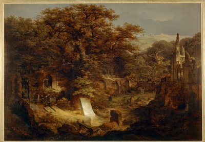 Cemetery and Ruins Overgrown by Trees by Carl Friedrich Lessing