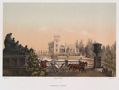 The Pink Pavilion in the Peterhof Park, 1853 by Carl Friedrich Ziegler von Schaffhausen