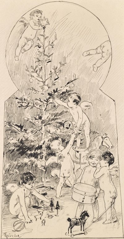 Angels Decorating a Christmas Tree by Carl Fröschl