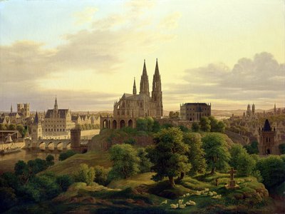 A Medieval Town in 1830 by Carl Georg Adolph Hasenpflug