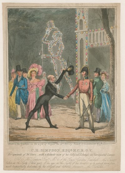 C H Simpson Esquire, Master of Ceremonies at the Royal Gardens, Vauxhall by Carl Georg Adolph Hasenpflug