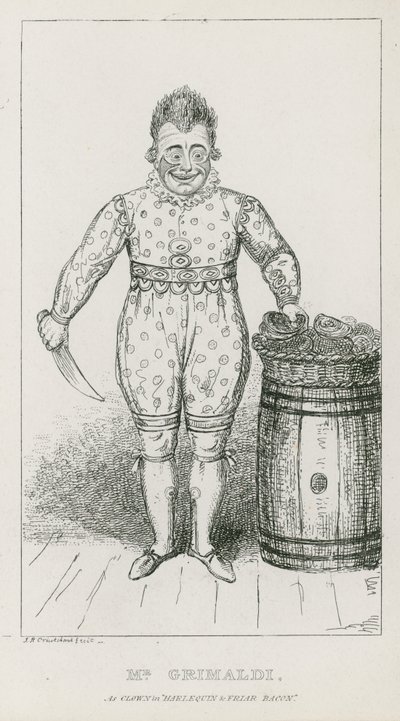 Mr Joseph Grimaldi as Clown in Harlequin and Friar Bacon by Carl Georg Adolph Hasenpflug