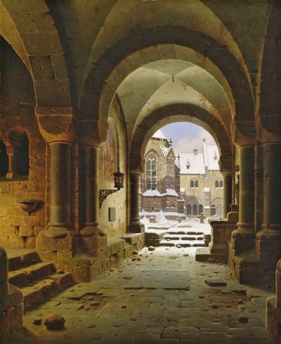 The Monastery Gate in Winter, 1840 by Carl Georg Adolph Hasenpflug