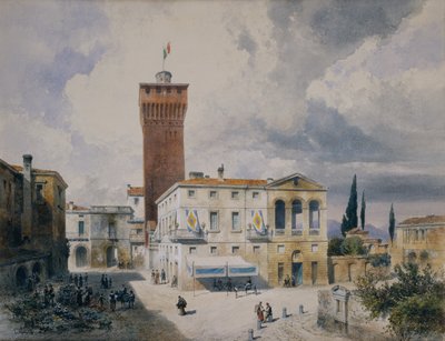 Marketplace in Piacenza by Carl Georg Anton Graeb