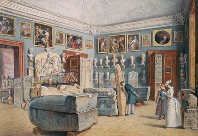 The Room with the Mithras and the Egyptian Sarcophagi by Carl Goebel d. J.