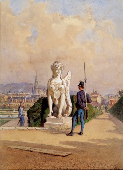 Pastime on Guard in the Garden of Belvedere Palace in Vienna by Carl Goebel d. J.