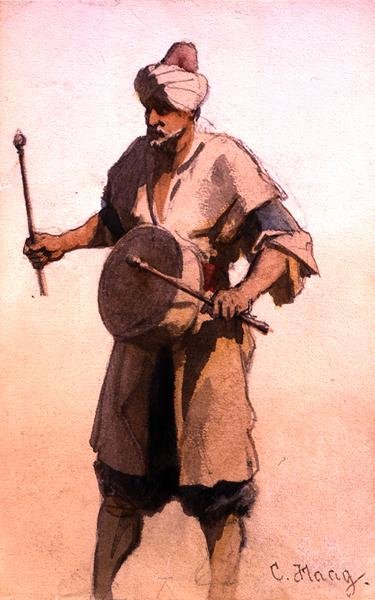 Drum Beater in the Marriage Procession, Cairo by Carl Haag