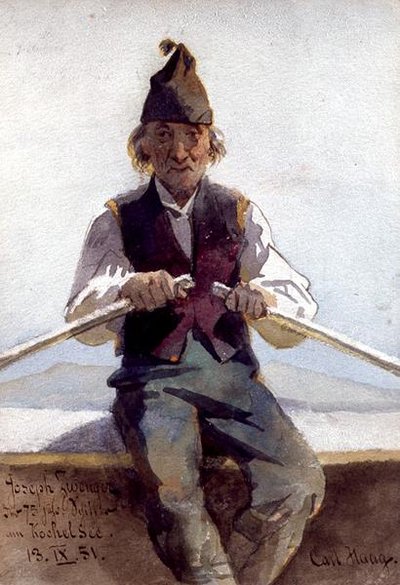 Joseph Zwenger in a Rowing Boat, Bavarian Highlands by Carl Haag