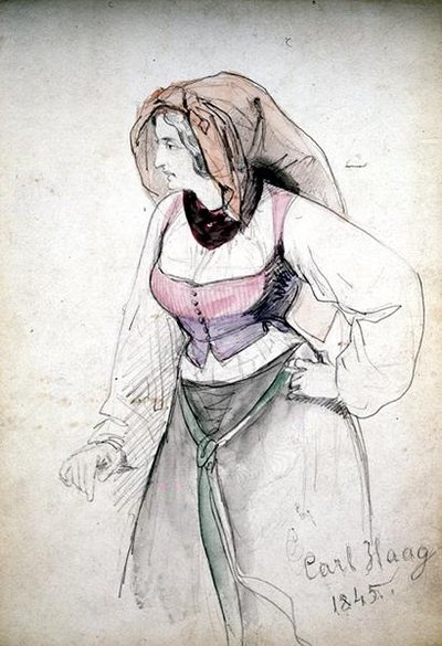 Study of a Lady Wearing an Italian Costume by Carl Haag