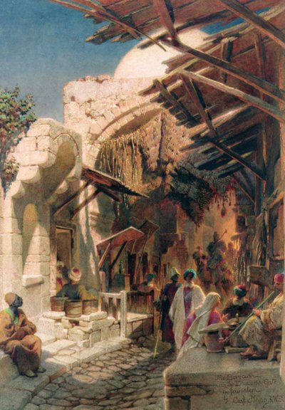 The Bazaar near the Damascus Gate in Jerusalem by Carl Haag