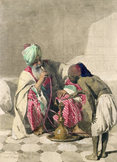 The Nargileh Smoker and His Slave Boy by Carl Haag