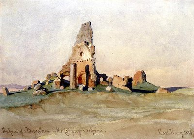 The Ruin of a Mausoleum in the Roman Countryside by Carl Haag