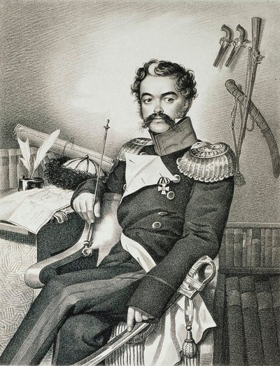 Portrait of Denis Davydov, soldier and poet by Carl Hampeln von