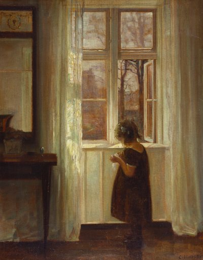 A Girl Standing at a Window by Carl Holsoe