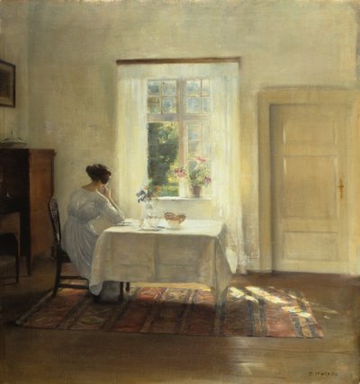 A Woman Seated at a Table by a Window by Carl Holsoe