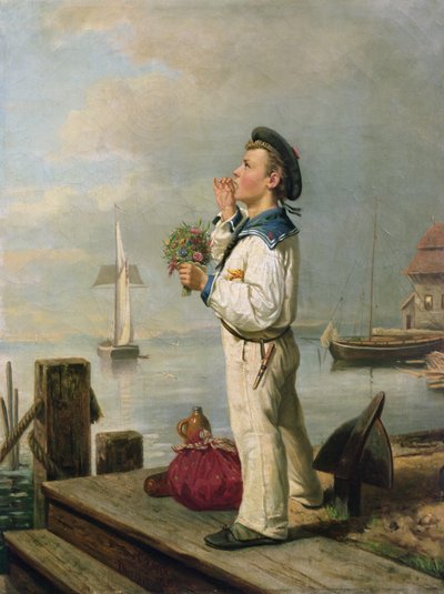 Little sailor waiting on the quay by Carl Julius Lorck