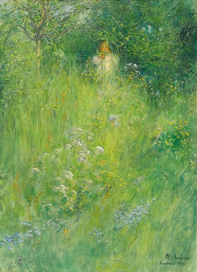 A Fairy or Kersti in the Meadow by Carl Larsson