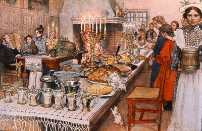Christmas Eve Dinner in Sweden, Early 20th Century by Carl Larsson