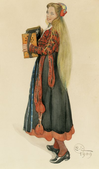 Lisbeth Playing the Accordion by Carl Larsson