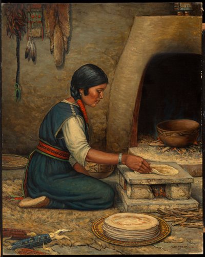 Hopi Woman Making Piki by Carl Moon