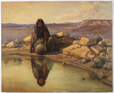 Indian girl with pottery jug by Carl Moon