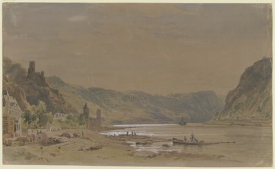 View of Sankt Goarshausen with Maus Castle, in the Background the Loreley Rock by Carl Morgenstern