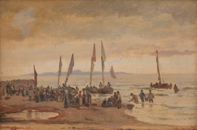 Returning Fishermen Received at Hornbæk Beach by Carl Neumann