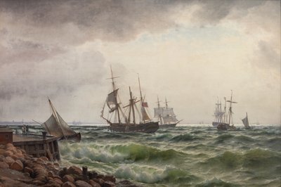 Ships Near Land After a Shower by Carl Neumann