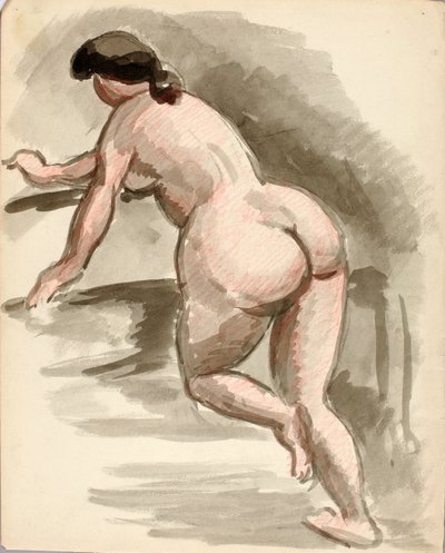 Female Nude Leaning on Left Knee by Carl Newman