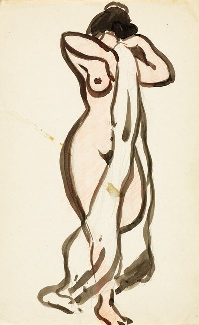 Standing Female Nude with Drape by Carl Newman