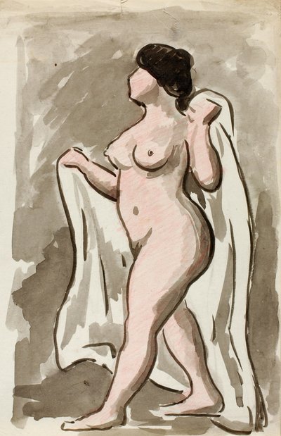 Standing Female Nude with Drape by Carl Newman