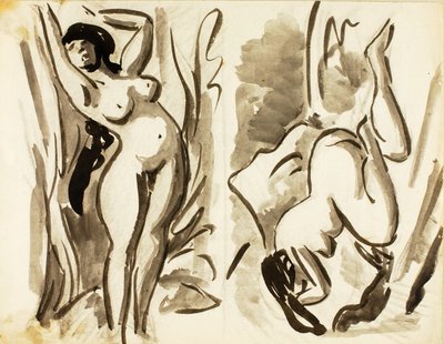 Two Female Nudes, Reclining by Carl Newman