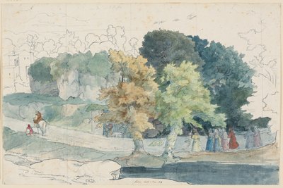Italian Landscape with Staffage Figures by Carl Philipp Fohr
