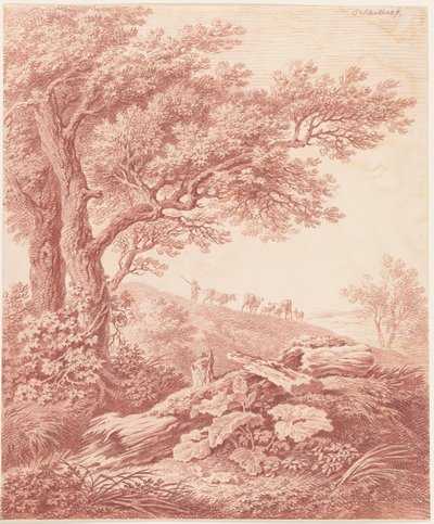 Ancient Trees in a Pastoral Landscape by Carl Philipp Schallhas
