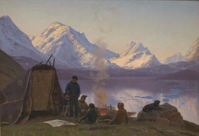 A Greenland Settlement by a Fjord. Summer by Carl Rasmussen