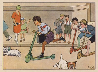 Boys Racing Scooters by Carl Robert Arthur Thiele