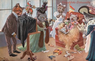 Humorous Cat Postcard by Carl Robert Arthur Thiele