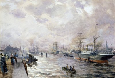 Sailing Ships in the Port of Hamburg, 1889 by Carl Rodeck