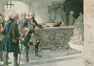 Frederick the Great at the coffin of the Great Elector by Carl Rohling