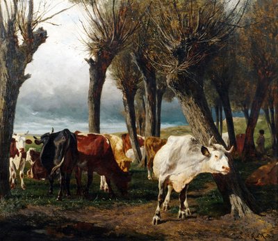Cattle Herd under Willow Trees by Carl Rudolf Huber