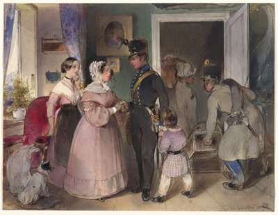 A Young Officer Saying Farewell to His Family by Carl Schindler