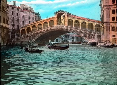 Rialto Bridge and Grand Canal, Venice, Italy, circa 1910. Carl Simon Archive by Carl Simon