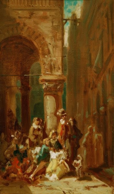 Traveling People: Actors at the Loggia dei Lanzi in Florence by Carl Spitzweg