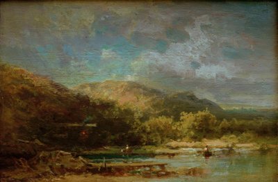 Cottage by the Lake with Figures by Carl Spitzweg